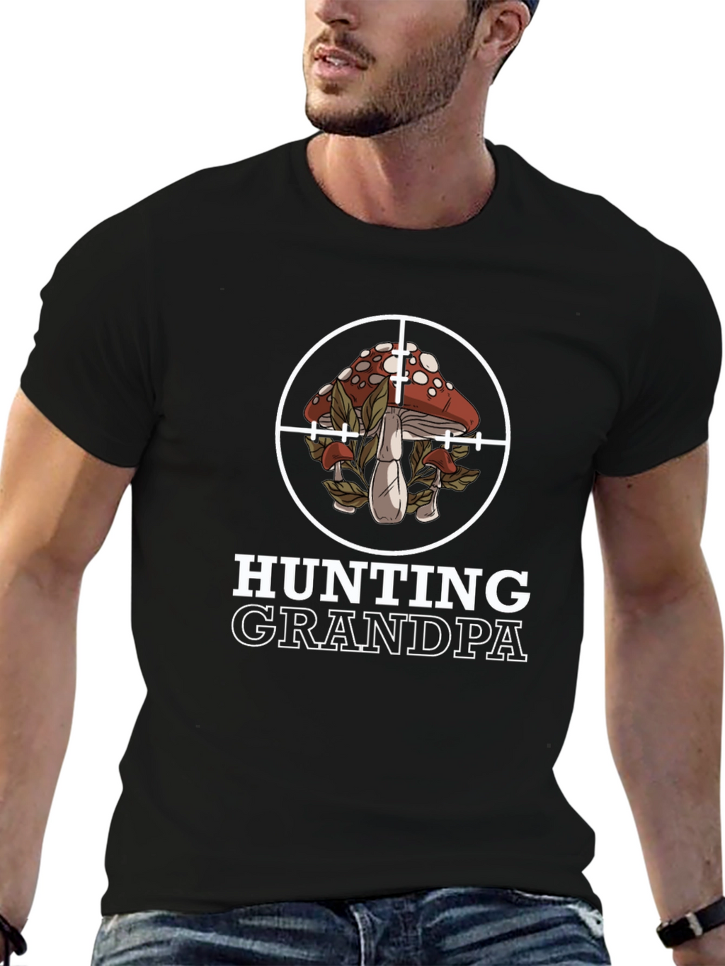 Hunting Grandpa Mushroom Target T-Shirt