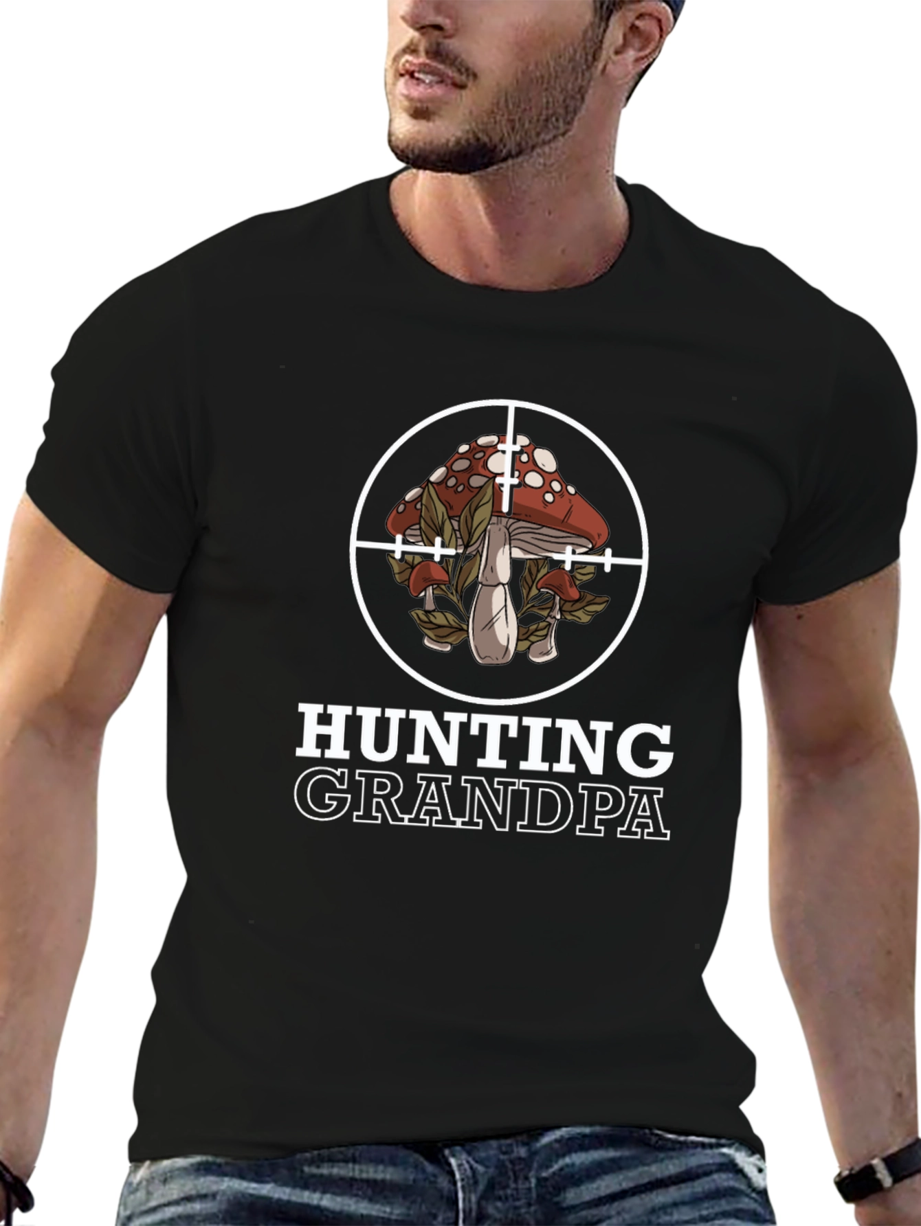 Hunting Grandpa Mushroom Target T-Shirt