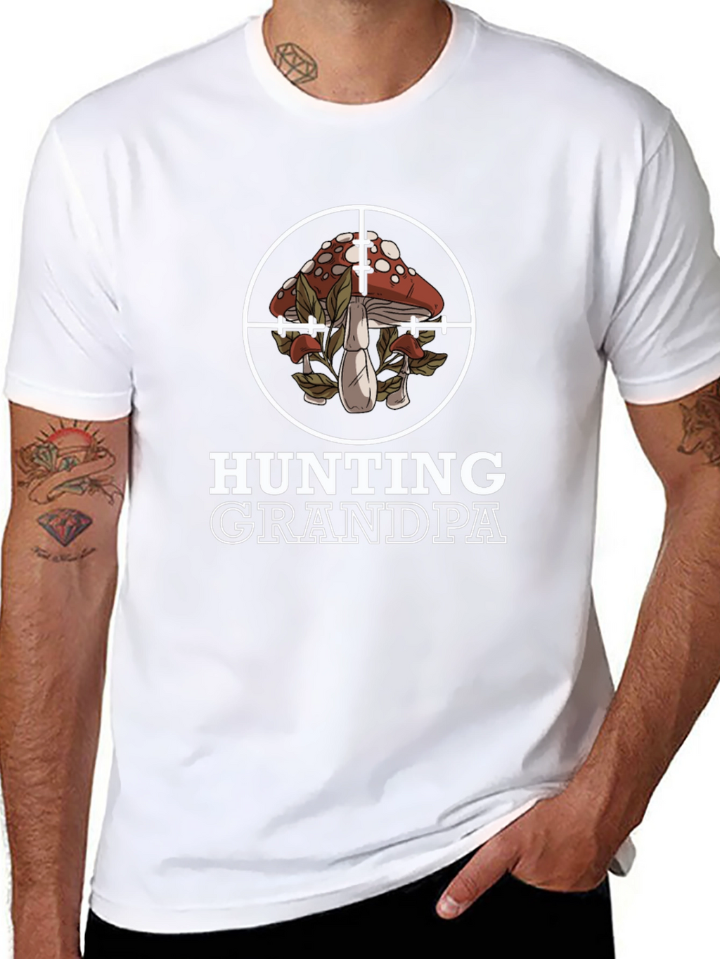 Hunting Grandpa Mushroom Target T-Shirt