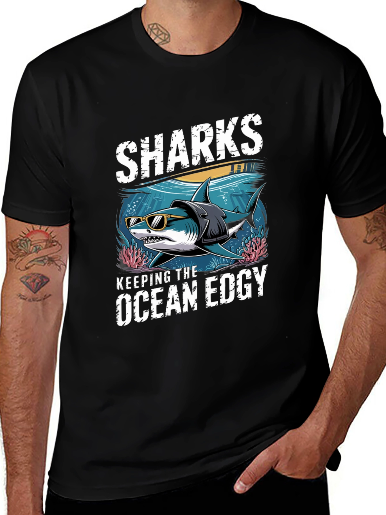 Edgy Shark Graphic Tee - Keeping the Ocean Edgy
