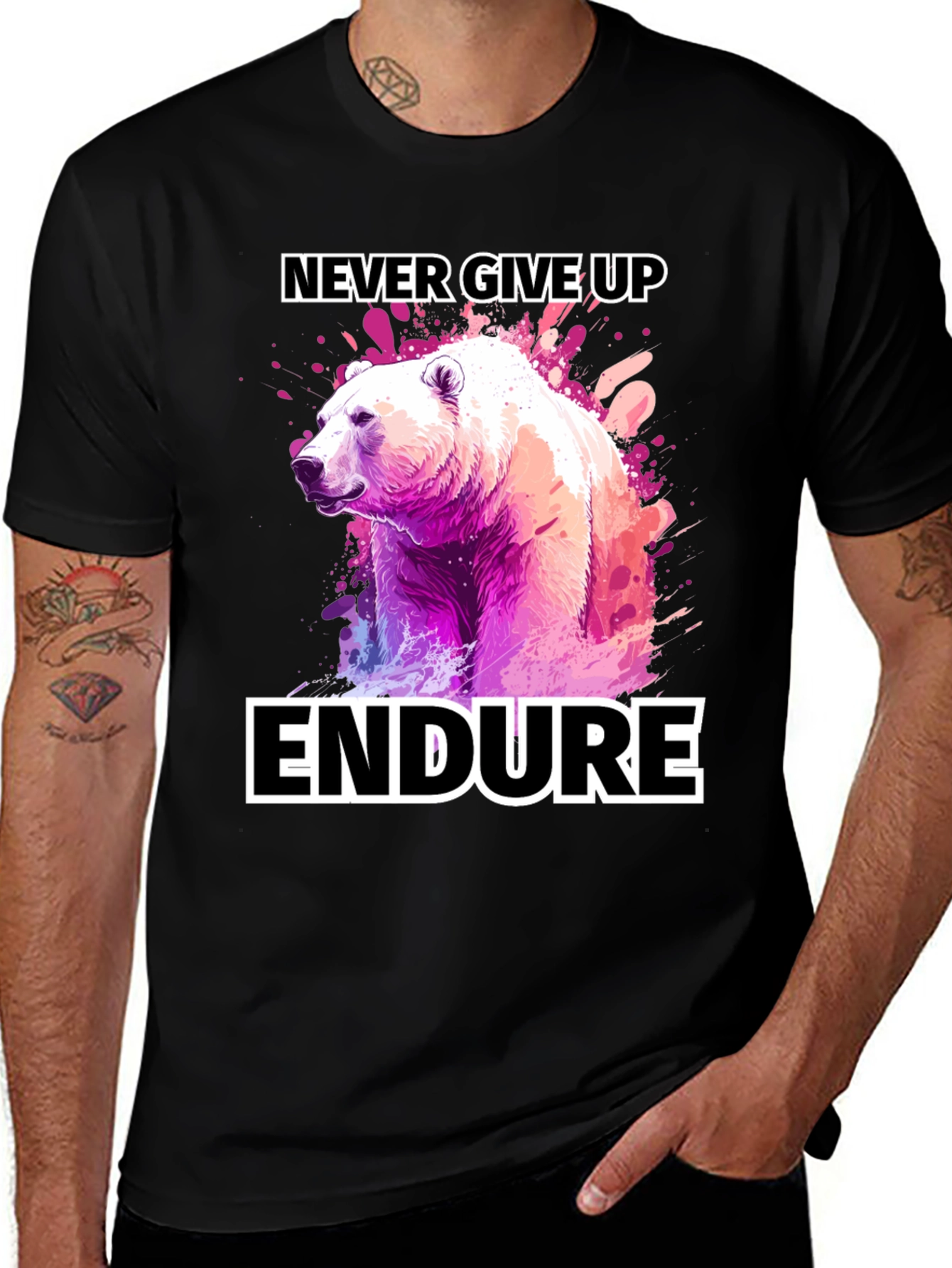 Never Give Up Endure Bear T-Shirt