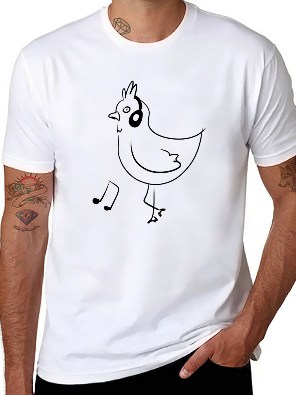 Musical Chicken T-Shirt - Black Graphic Tee