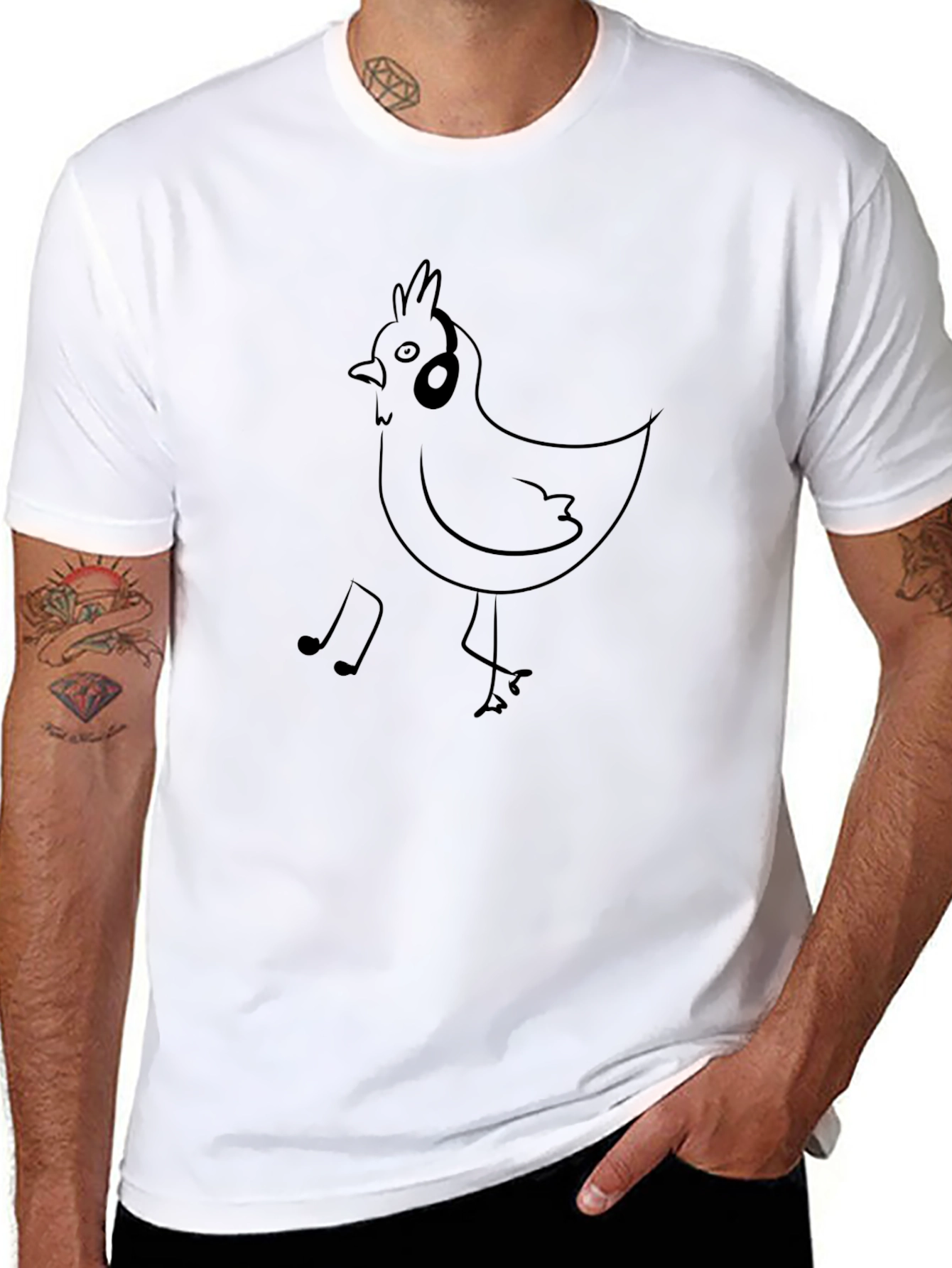Musical Chicken T-Shirt - Black Graphic Tee