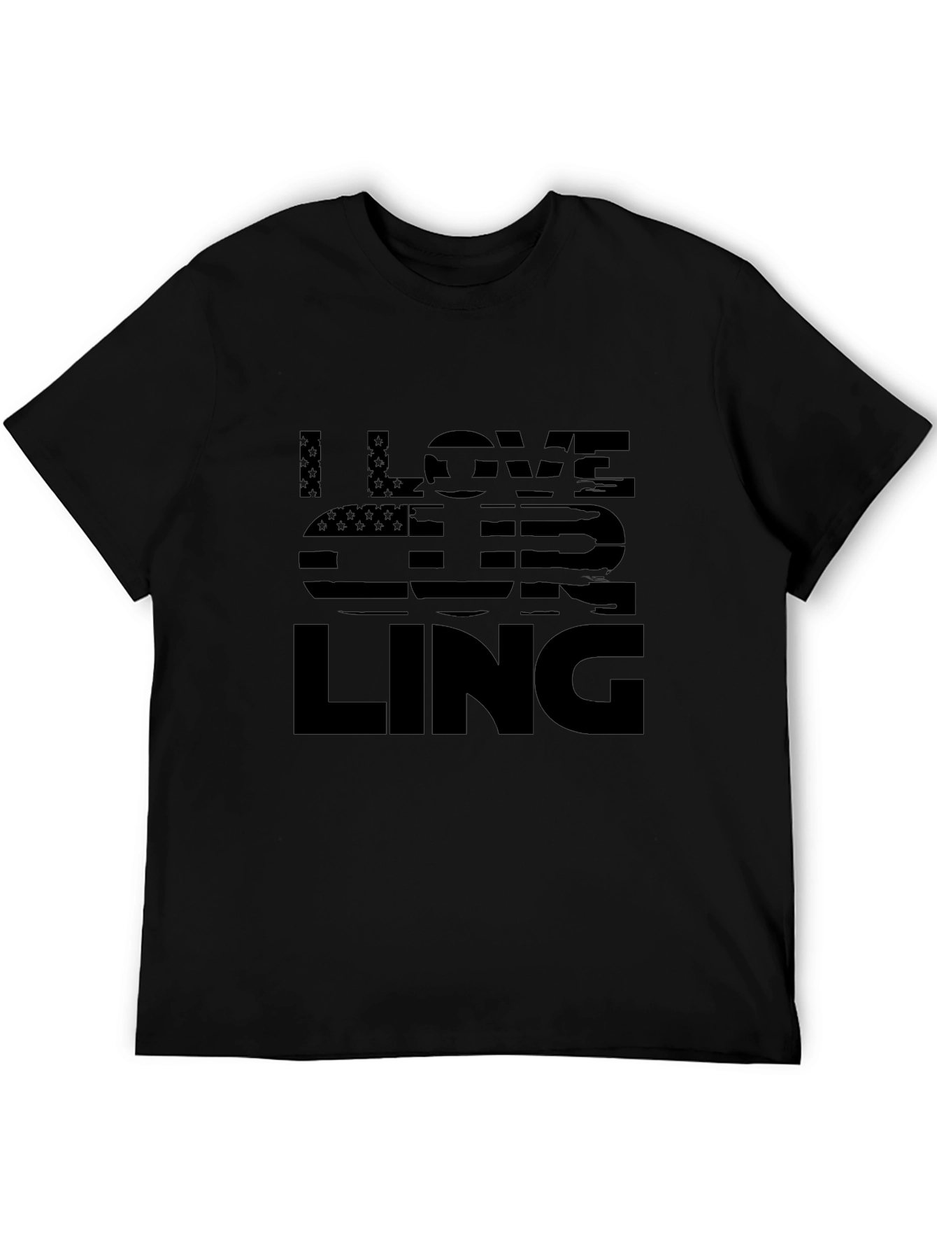 I Love Curling Graphic Tee - USA Flag Design