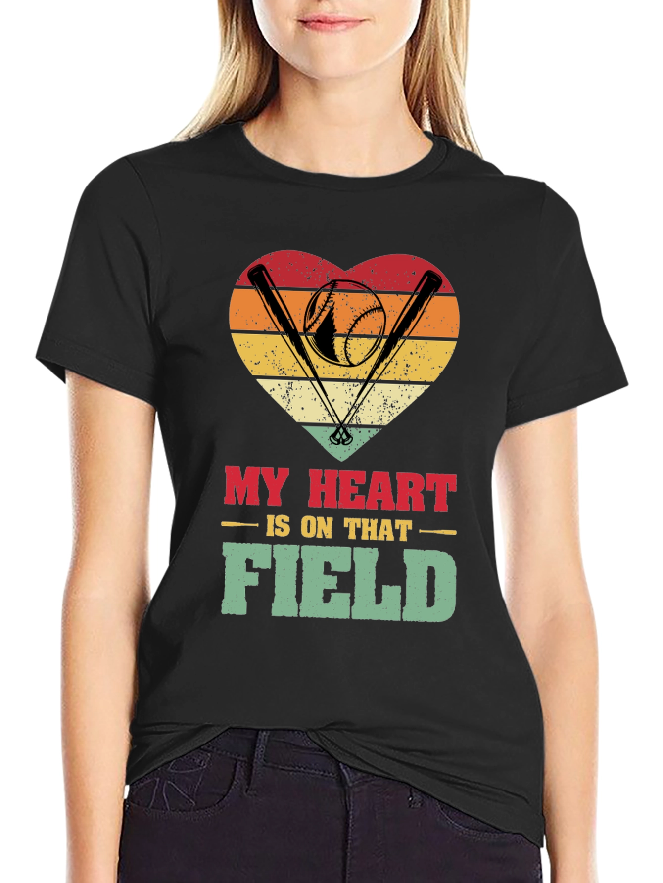 Baseball Heartbeat T-Shirt - My Heart is on That Field