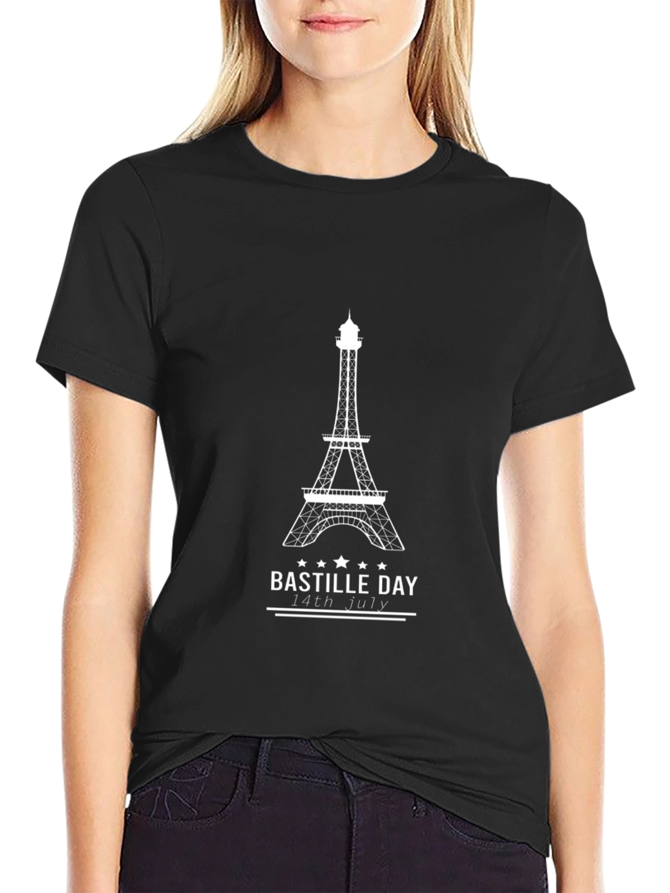 Eiffel Tower Bastille Day Black T-Shirt
