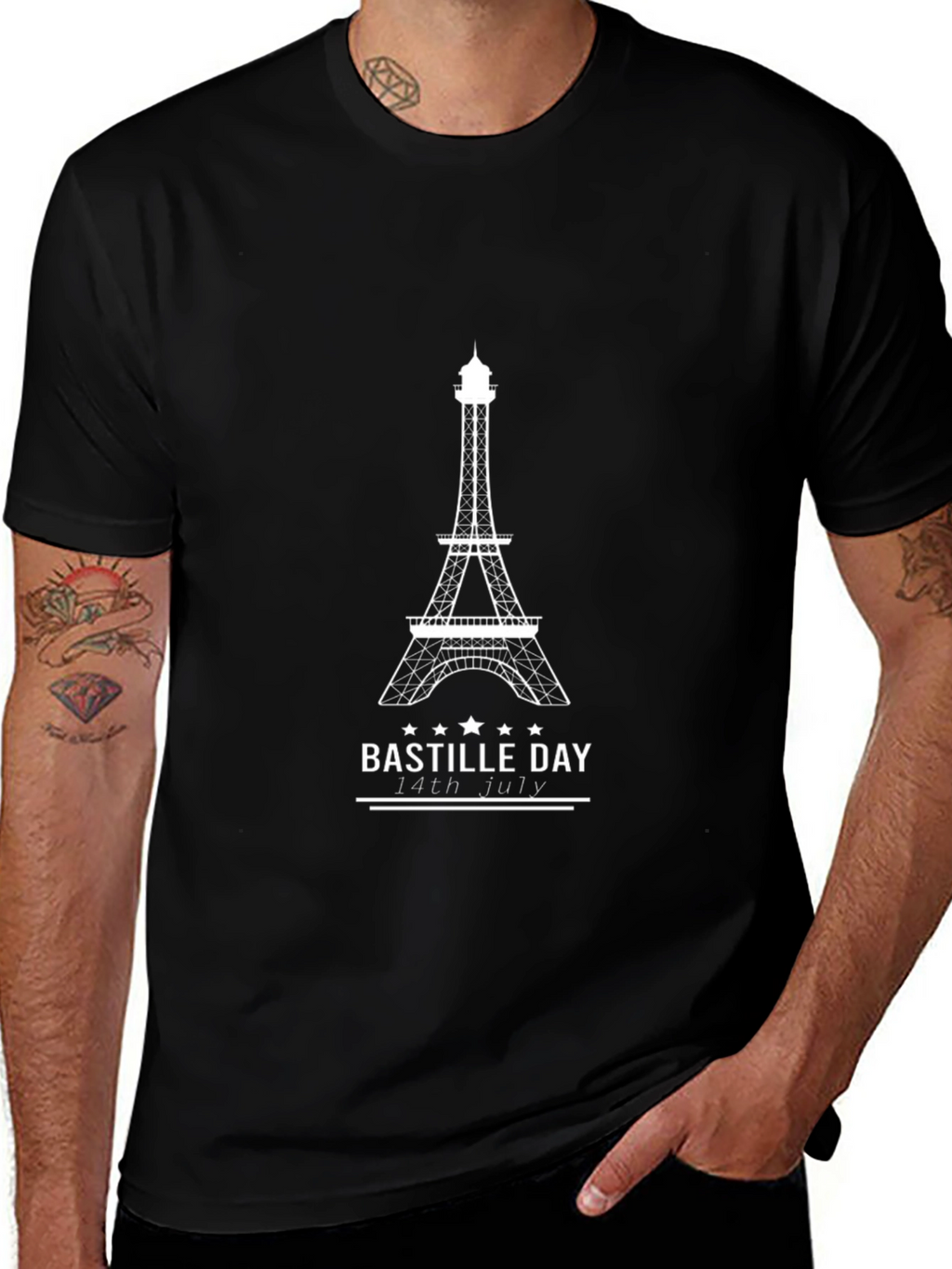 Eiffel Tower Bastille Day Black T-Shirt
