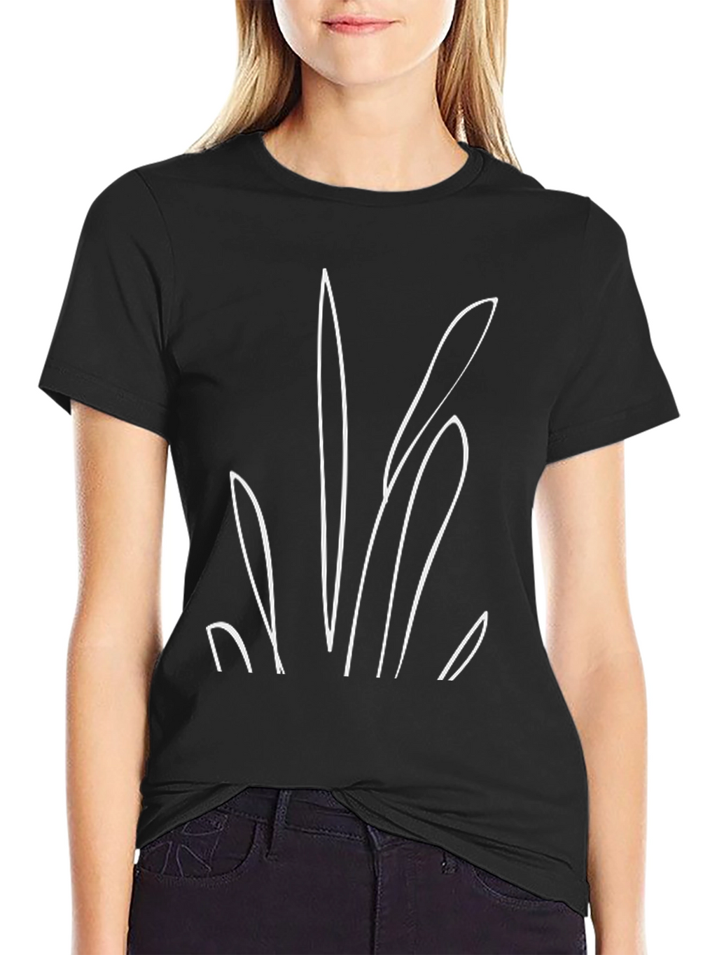 Minimalist Line Art Black T-Shirt