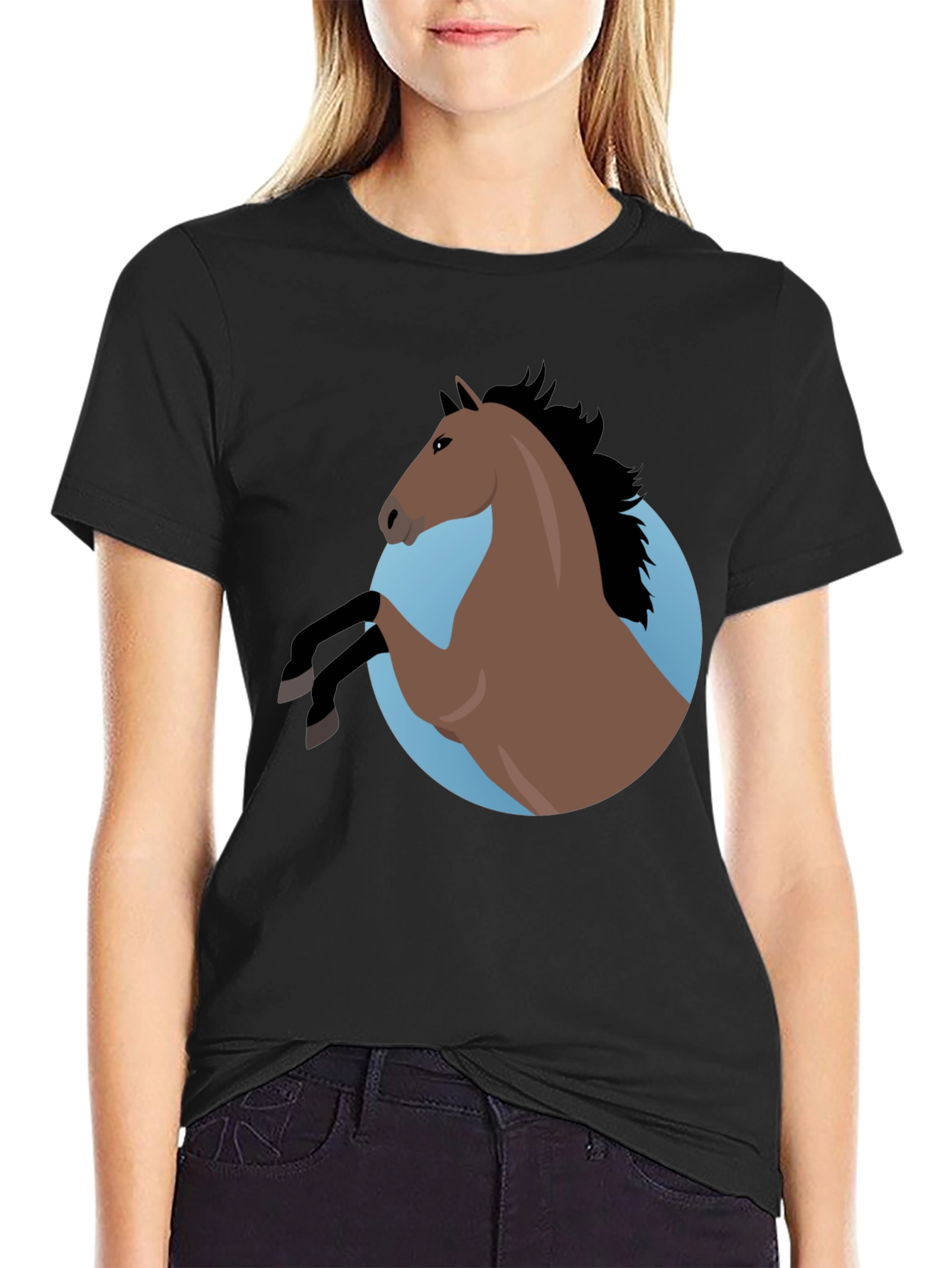 Horse Graphic Tee - Stylish Mens Black T-Shirt