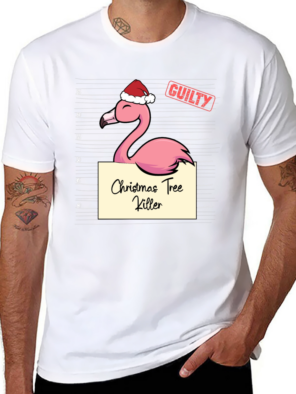 Christmas Tree Killer Flamingo Graphic Tee