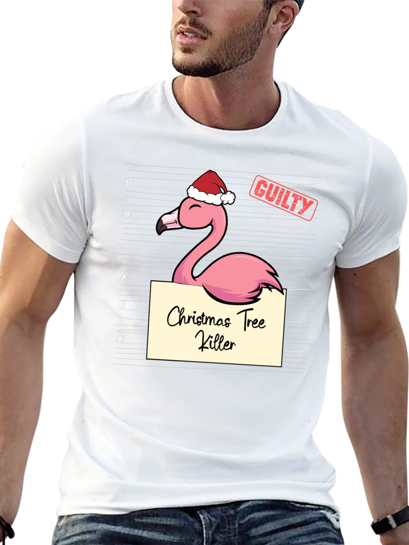 Christmas Tree Killer Flamingo Graphic Tee