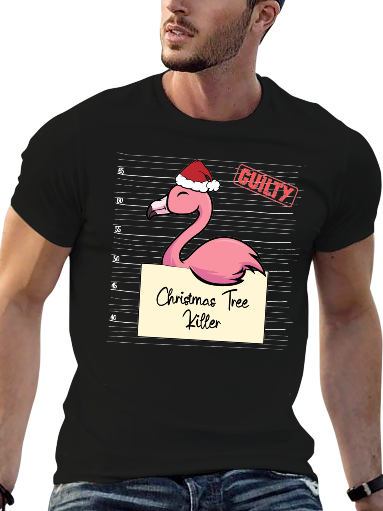 Christmas Tree Killer Flamingo Graphic Tee