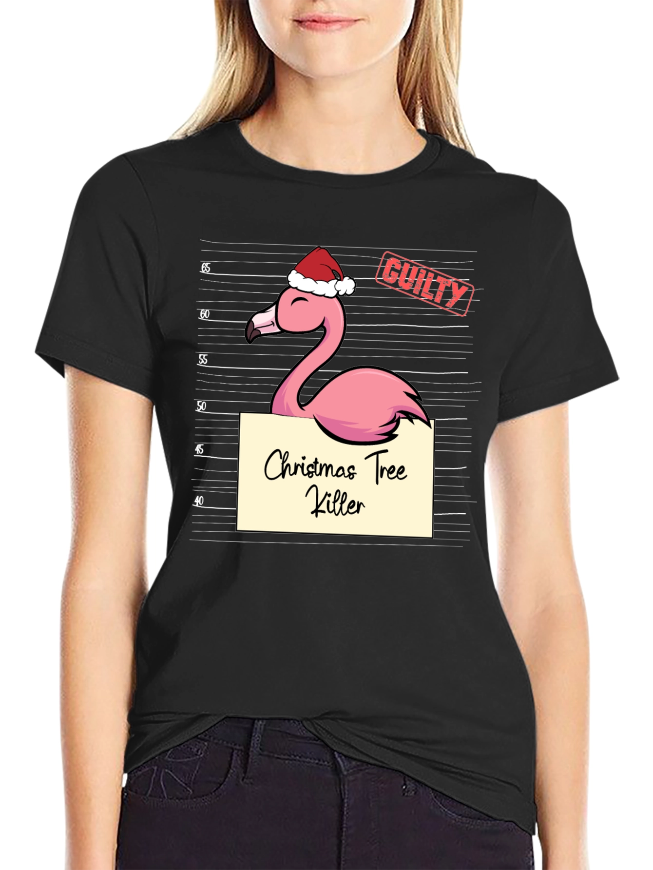 Christmas Tree Killer Flamingo Graphic Tee