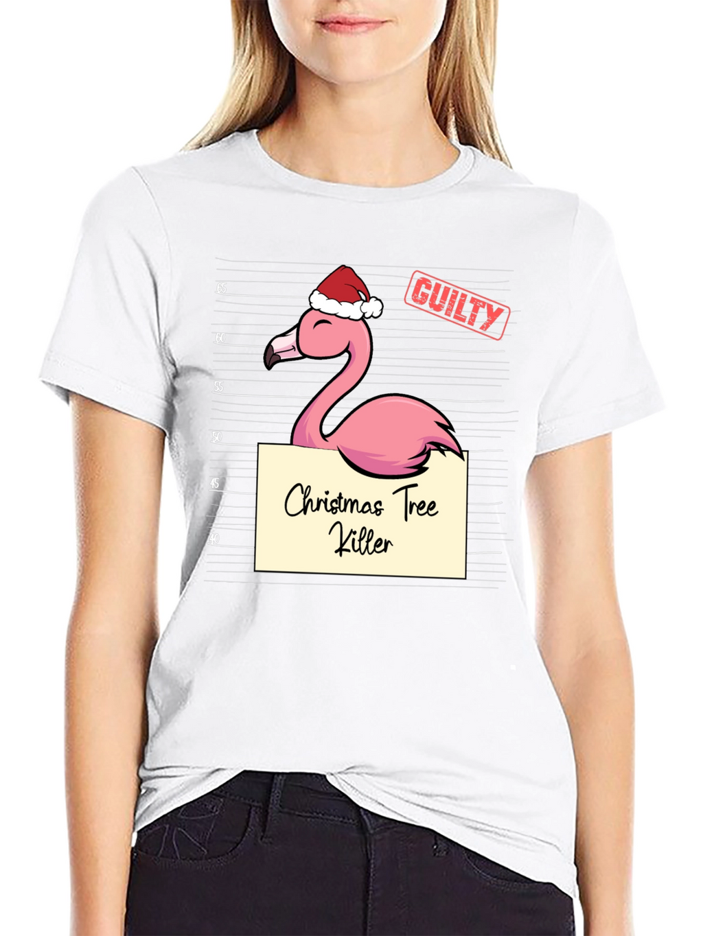 Christmas Tree Killer Flamingo Graphic Tee