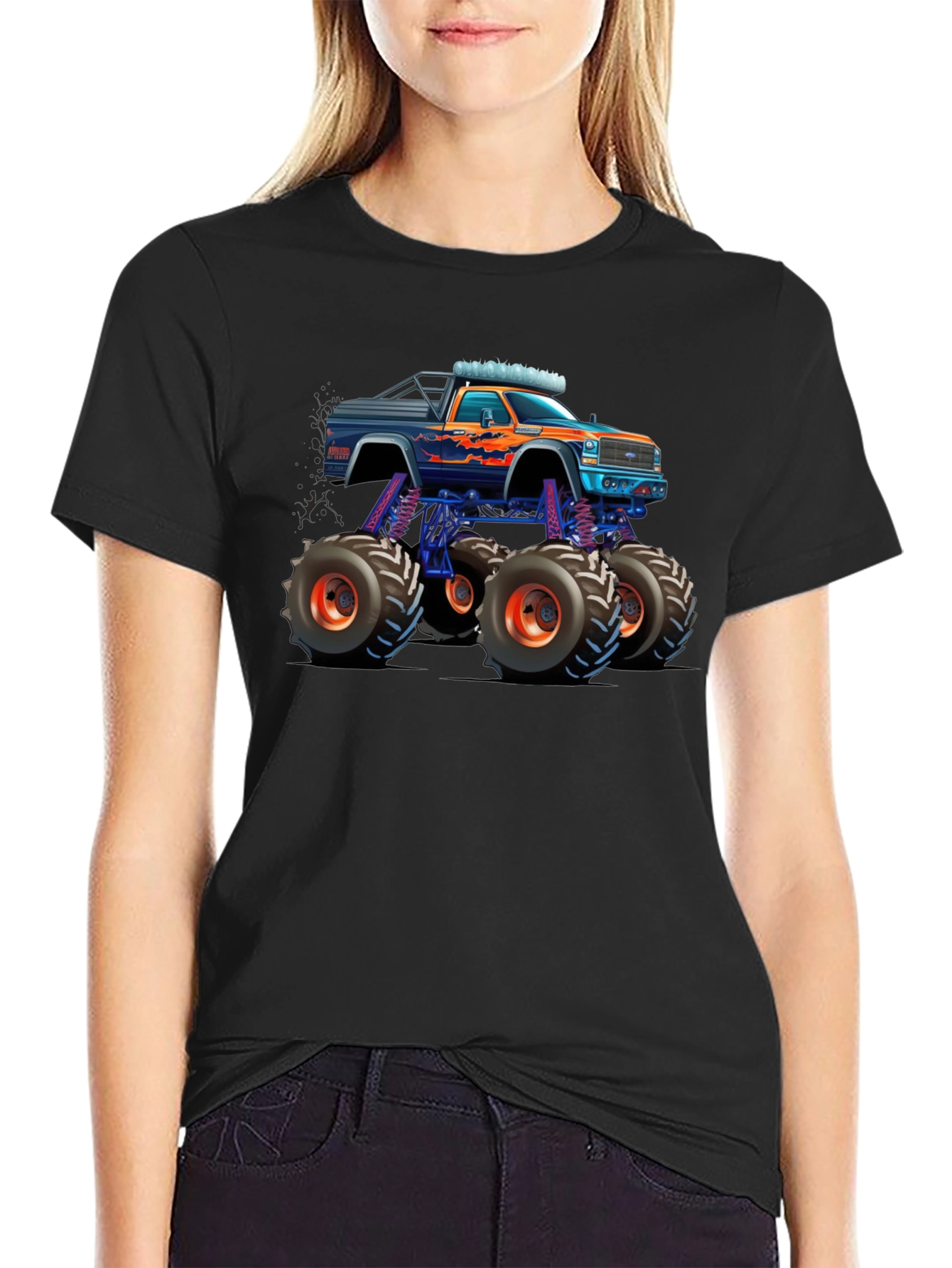 Monster Truck Graphic Tee - Black Cotton T-Shirt