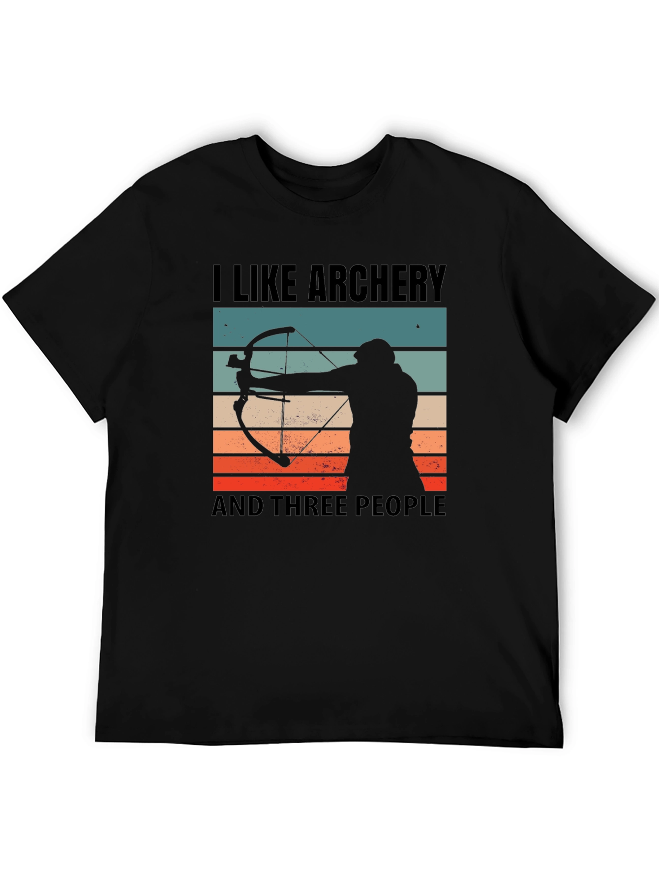 I Like Archery and Three People Black T-Shirt