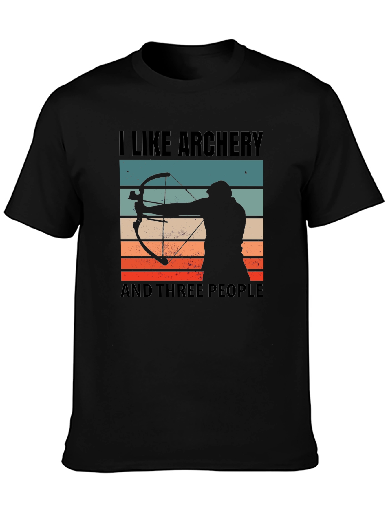 I Like Archery and Three People Black T-Shirt