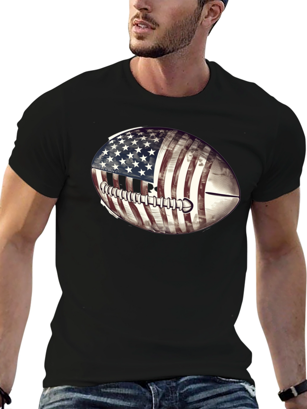 American Flag Football Graphic T-Shirt