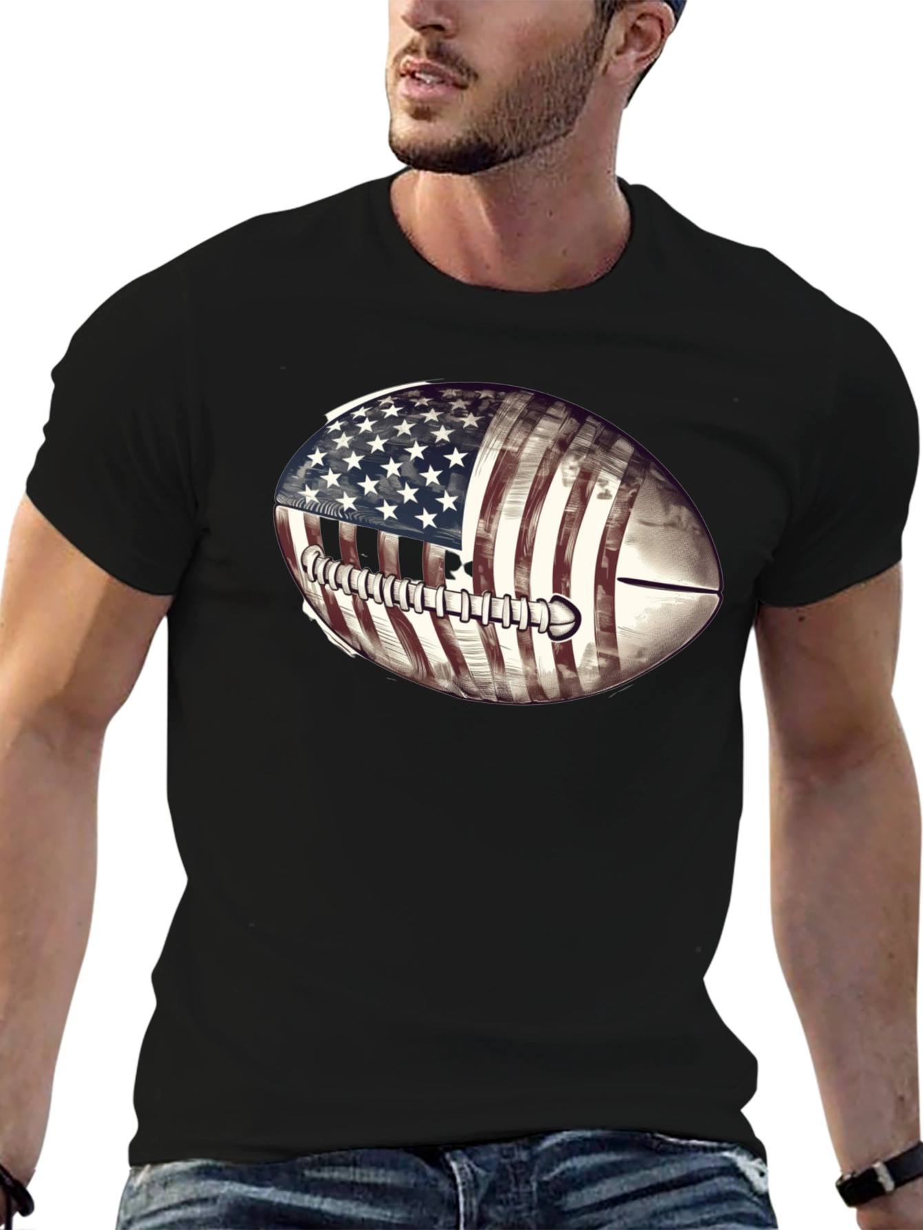 American Flag Football Graphic T-Shirt