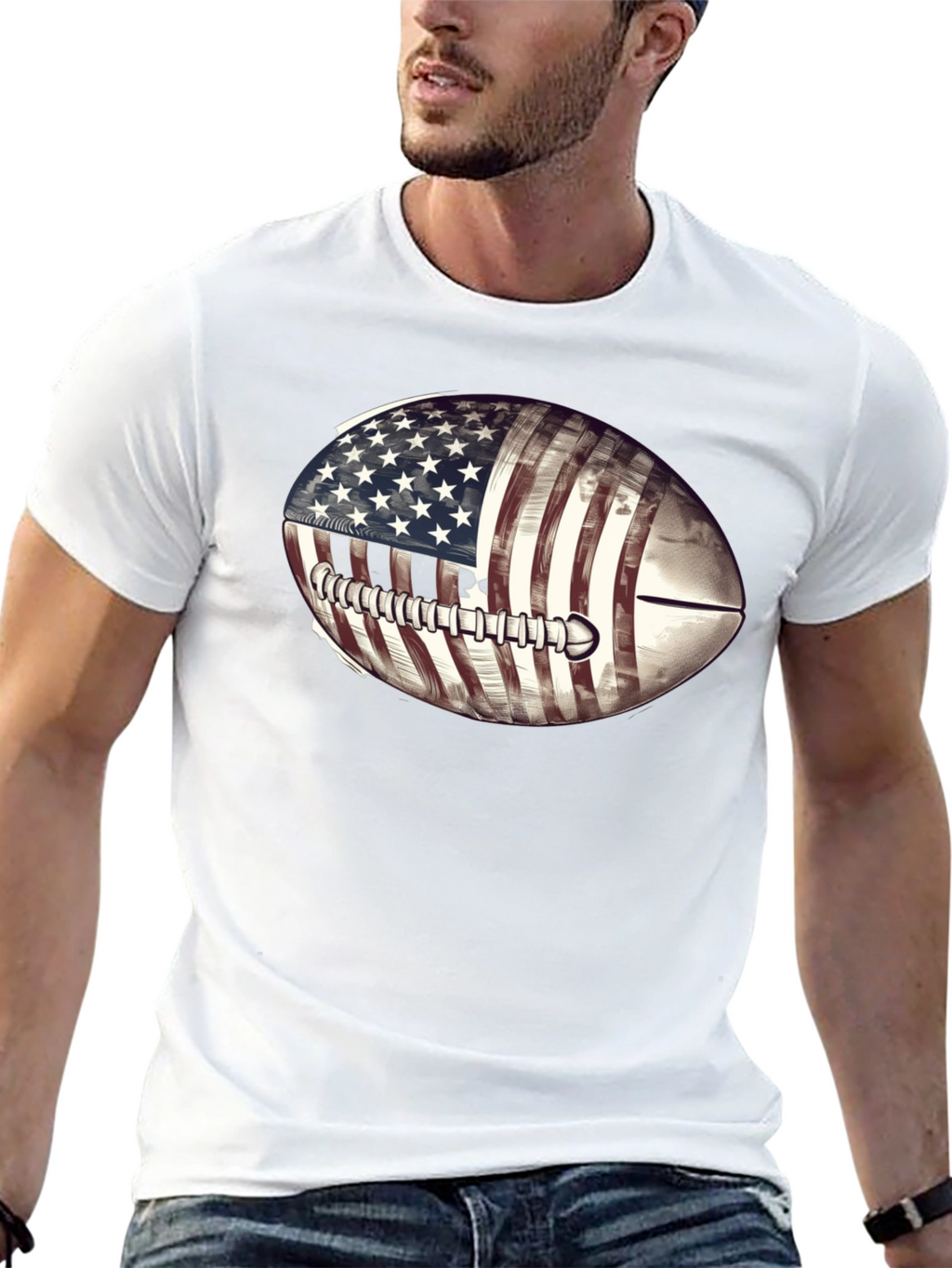American Flag Football Graphic T-Shirt
