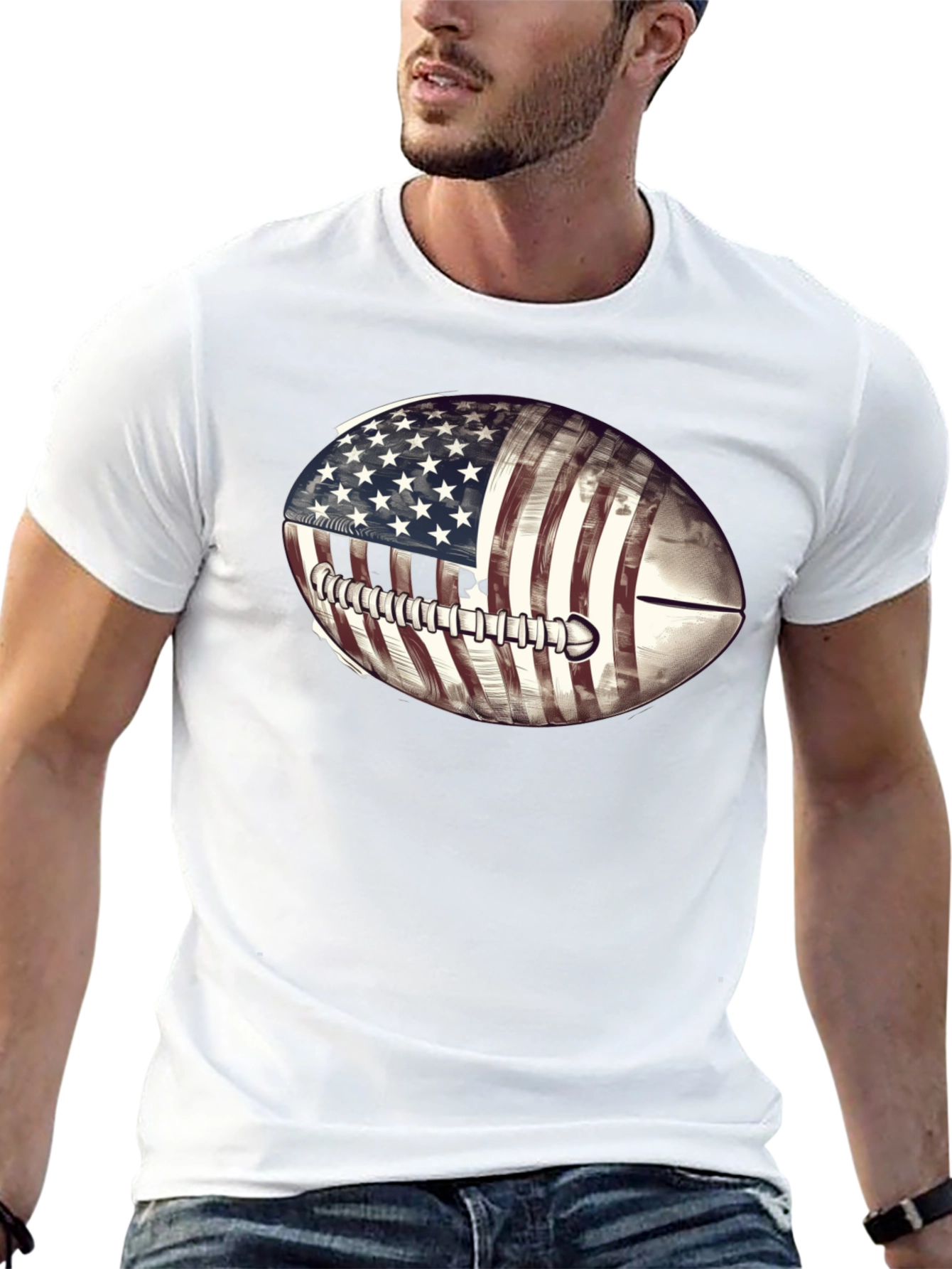 American Flag Football Graphic T-Shirt