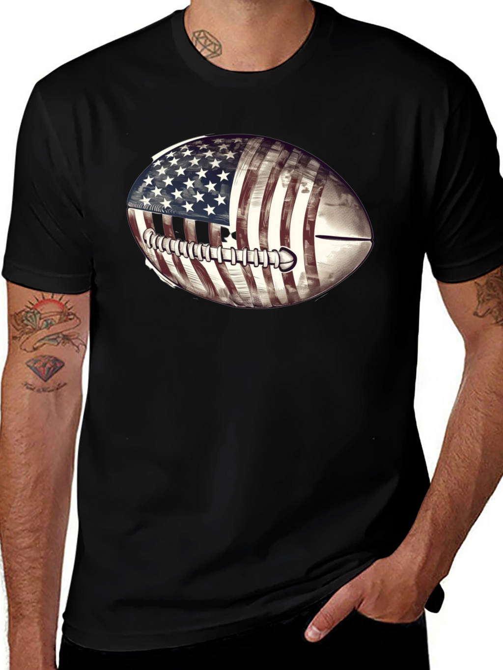 American Flag Football Graphic T-Shirt