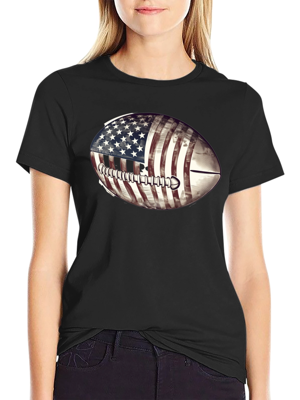 American Flag Football Graphic T-Shirt