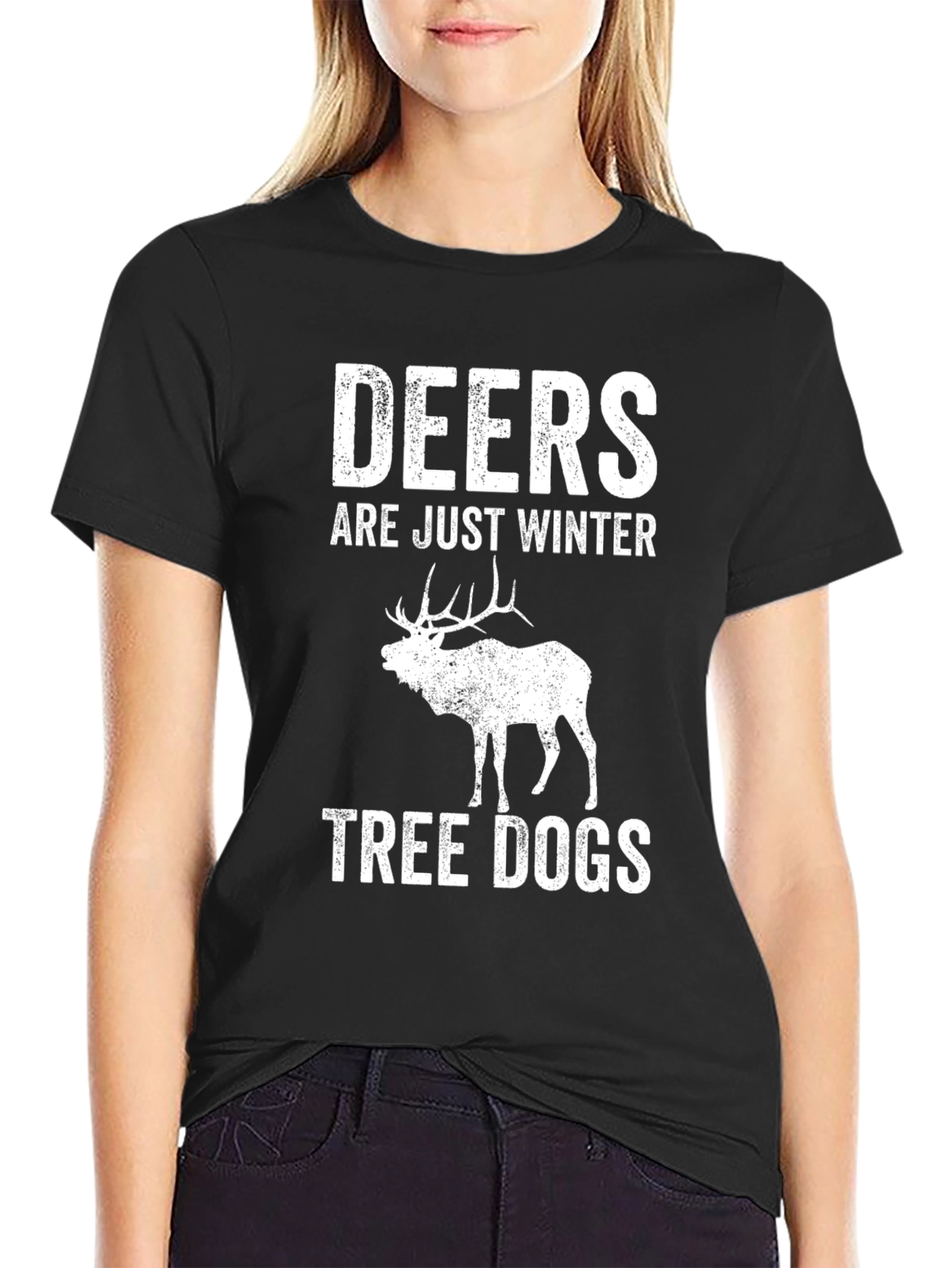 Deers Are Just Winter Tree Dogs Graphic Tee