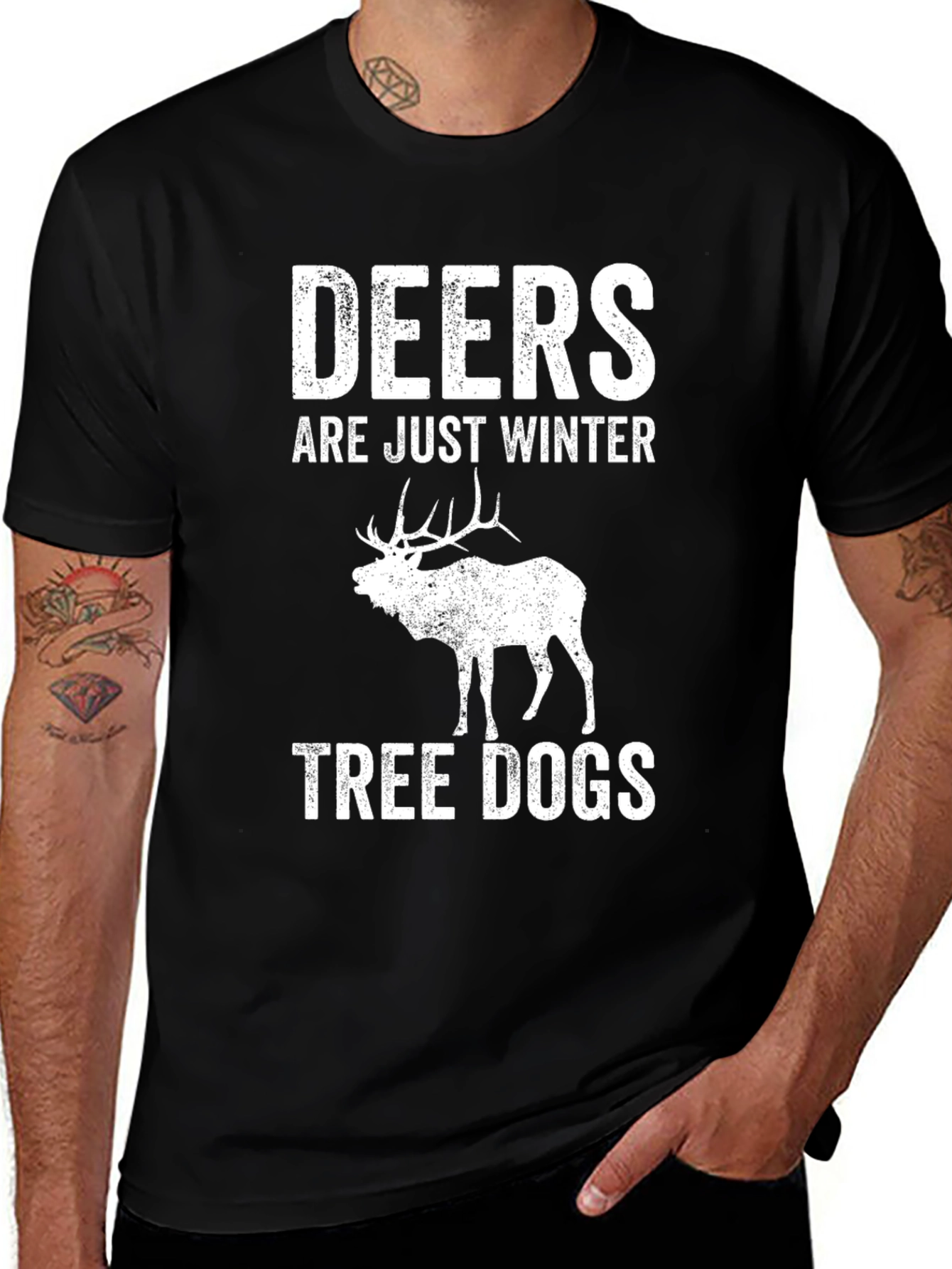 Deers Are Just Winter Tree Dogs Graphic Tee