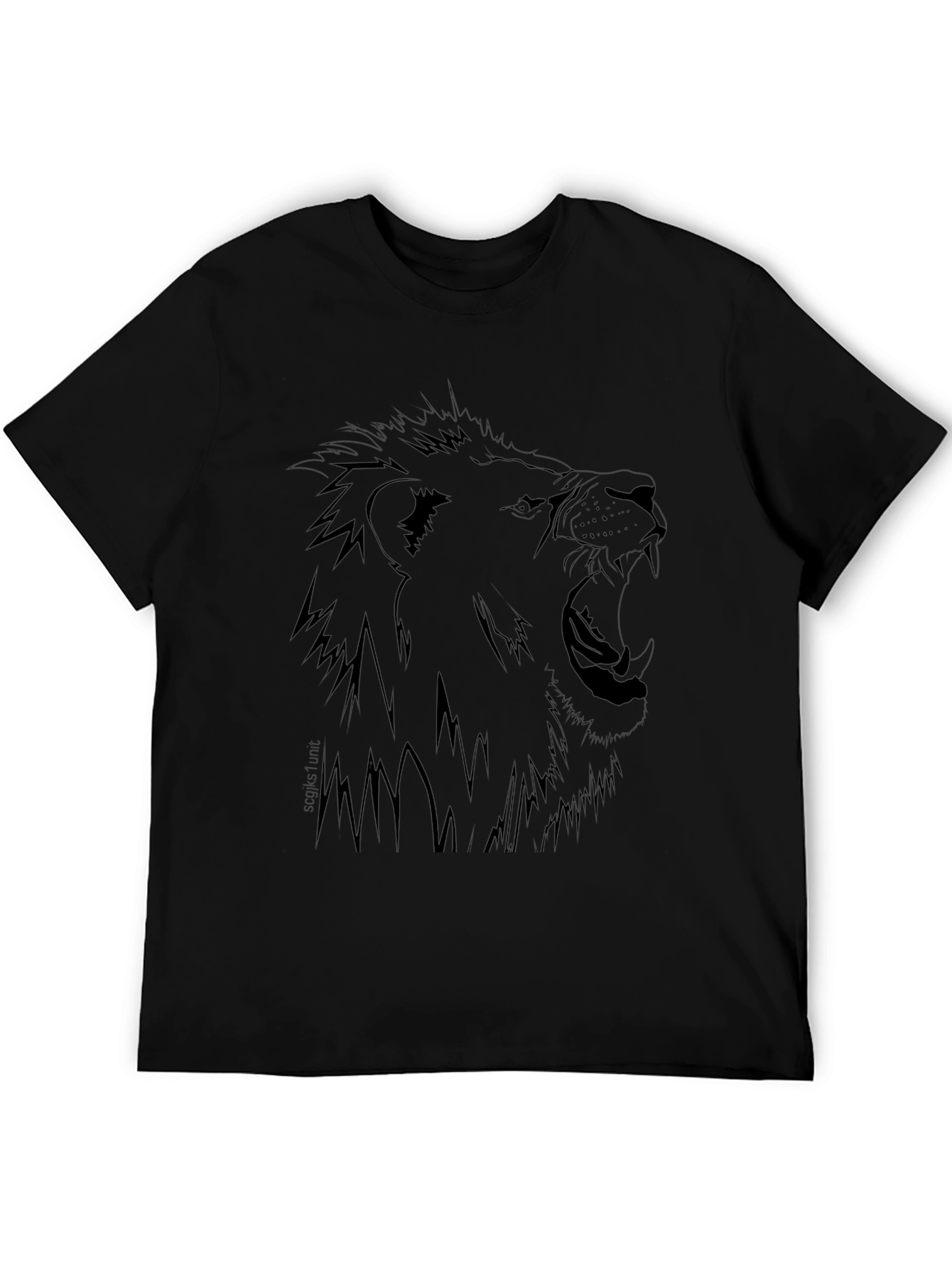 Lion Graphic Print Black T-Shirt