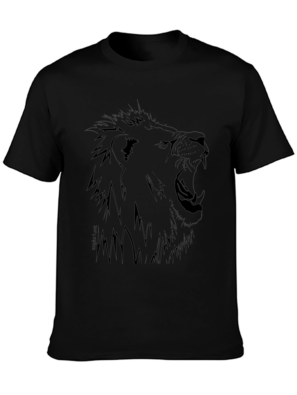 Lion Graphic Print Black T-Shirt