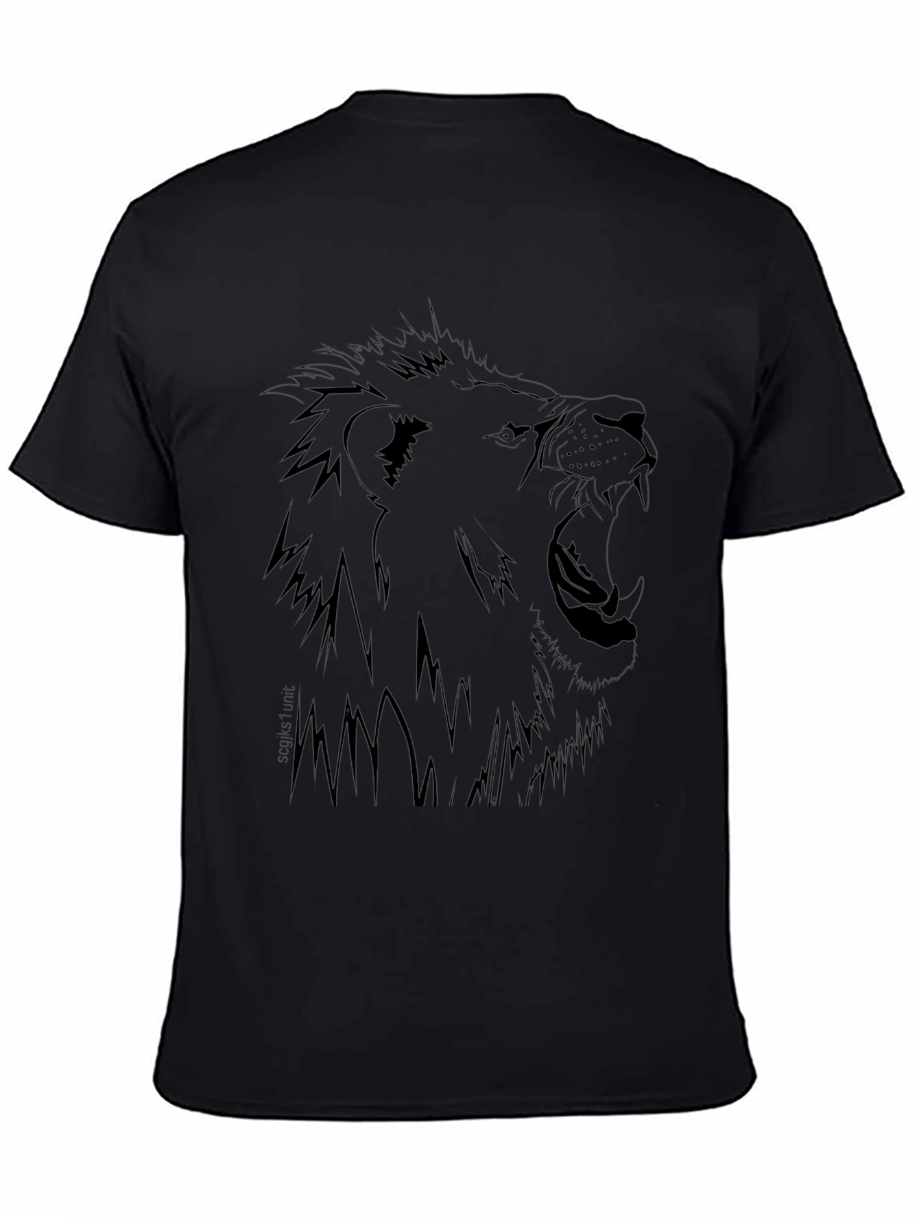 Lion Graphic Print Black T-Shirt