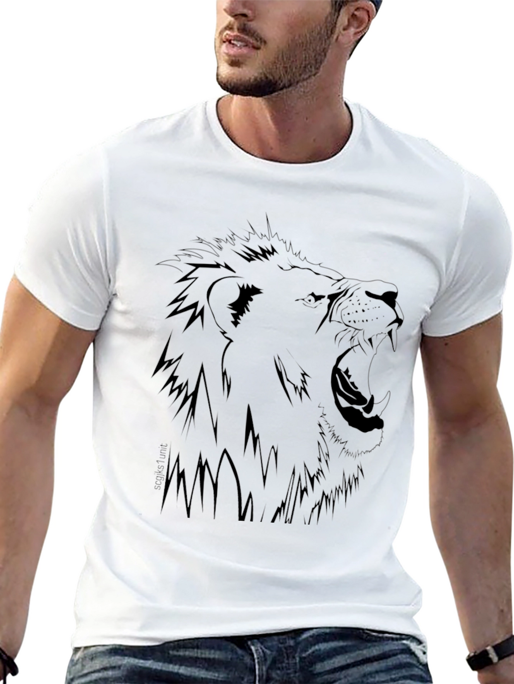Lion Graphic Print Black T-Shirt