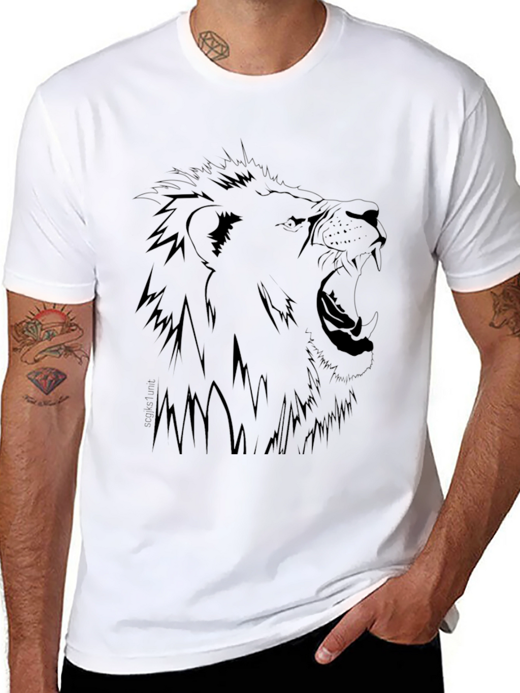 Lion Graphic Print Black T-Shirt