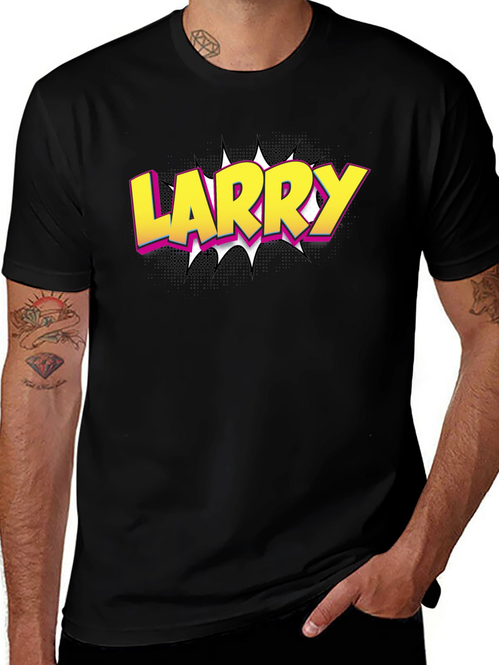 Larry Pop Art Black T-Shirt