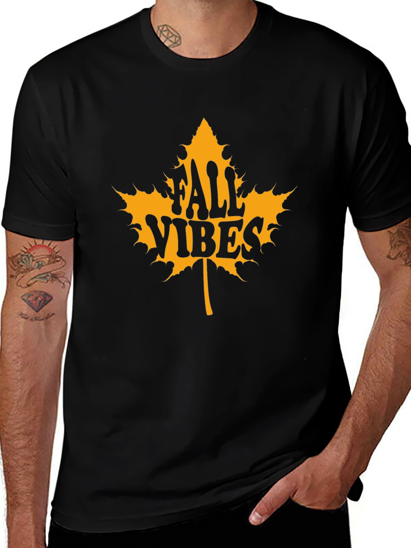Fall Vibes Graphic Tee - Maple Leaf Design