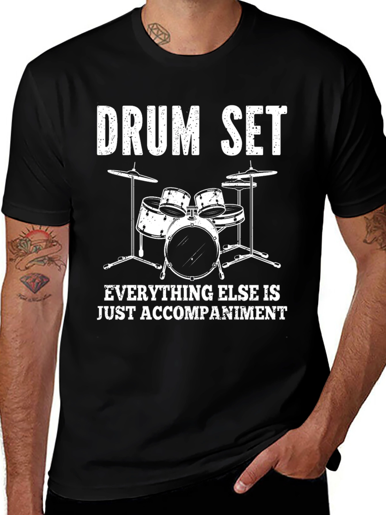 Drum Set Accompaniment Graphic Tee - Black