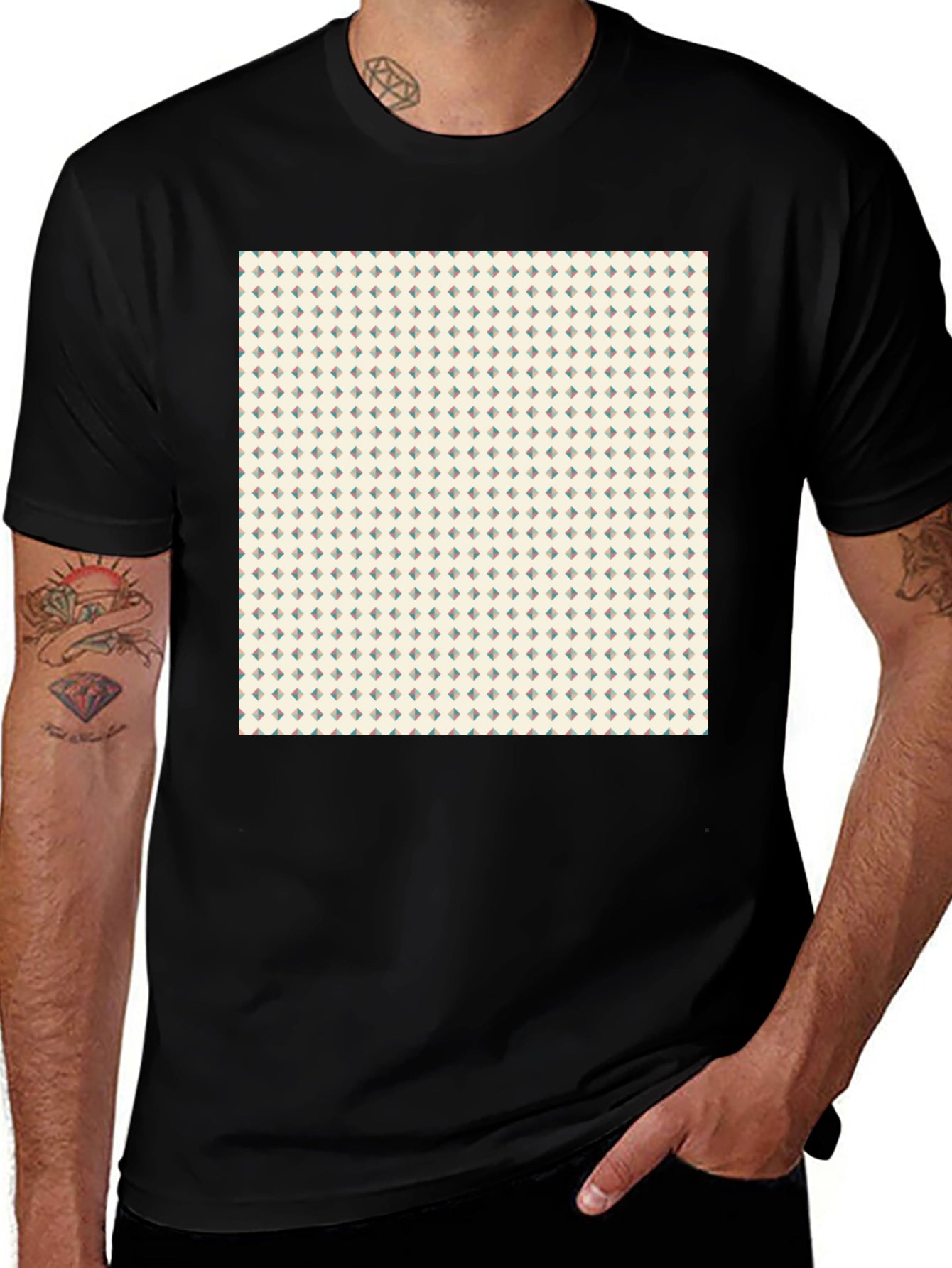 Modern Pattern Black T-Shirt