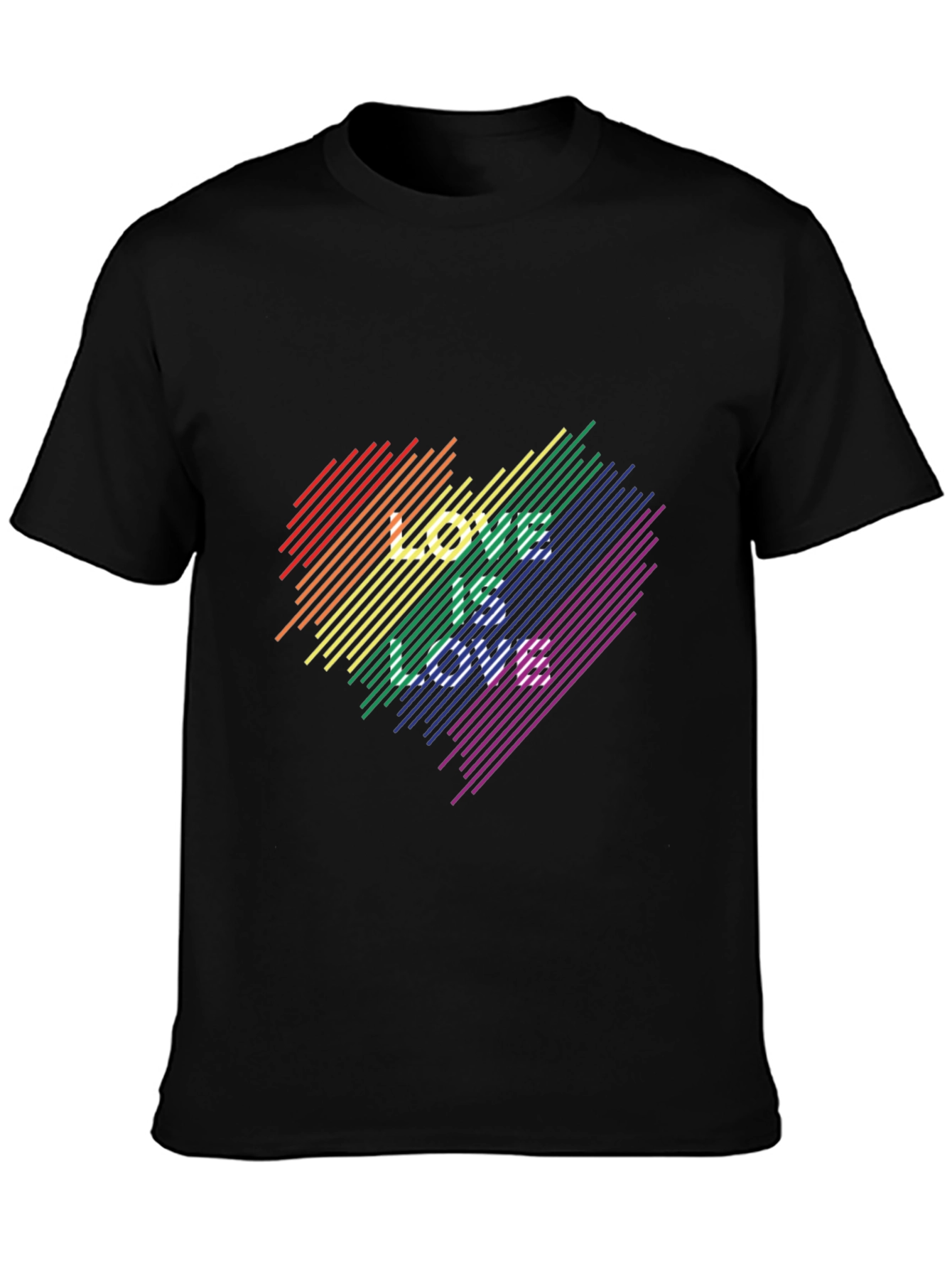 Love Is Love Rainbow Heart Graphic Tee - Black