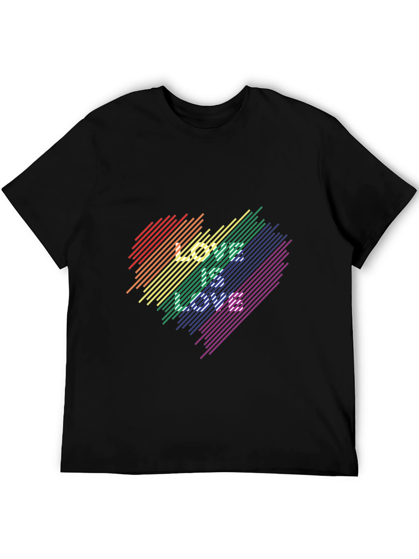 Love Is Love Rainbow Heart Graphic Tee - Black