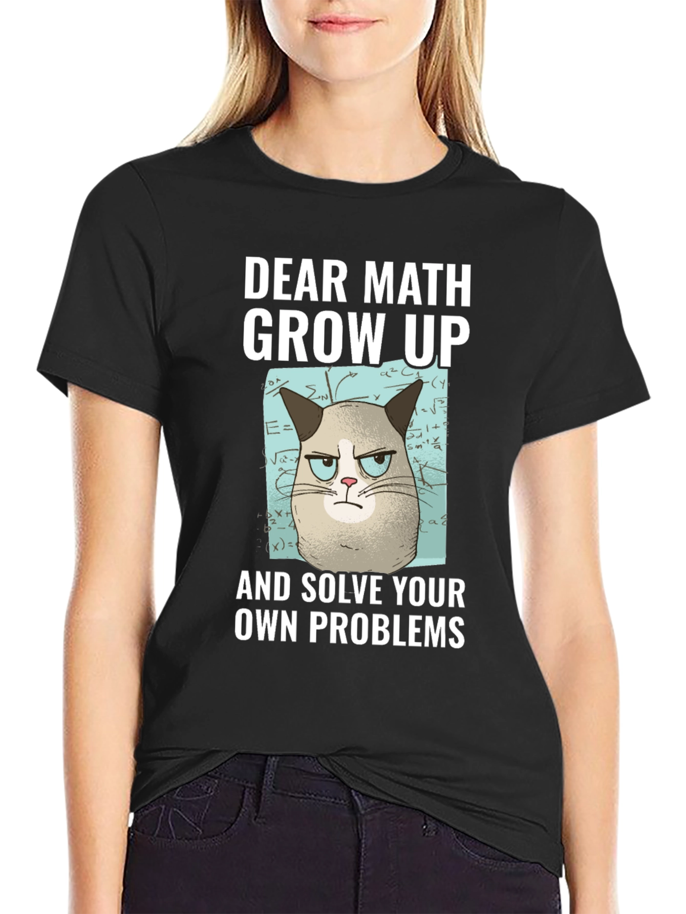 Dear Math Grow Up T-Shirt Grumpy Cat Funny Tee