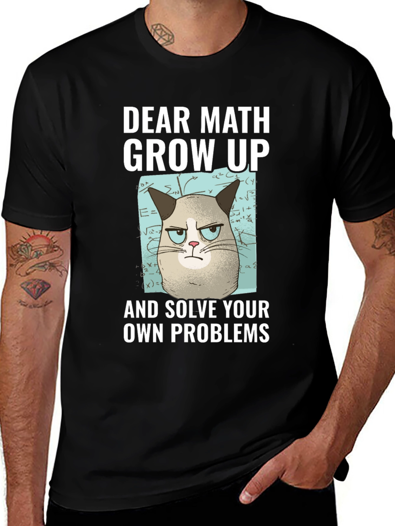 Dear Math Grow Up T-Shirt Grumpy Cat Funny Tee