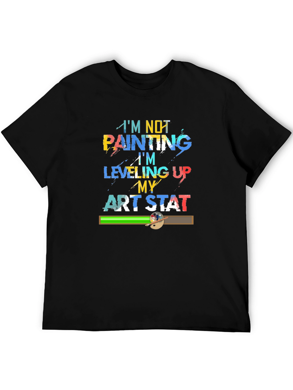 Leveling Up Art Stat Black T-Shirt