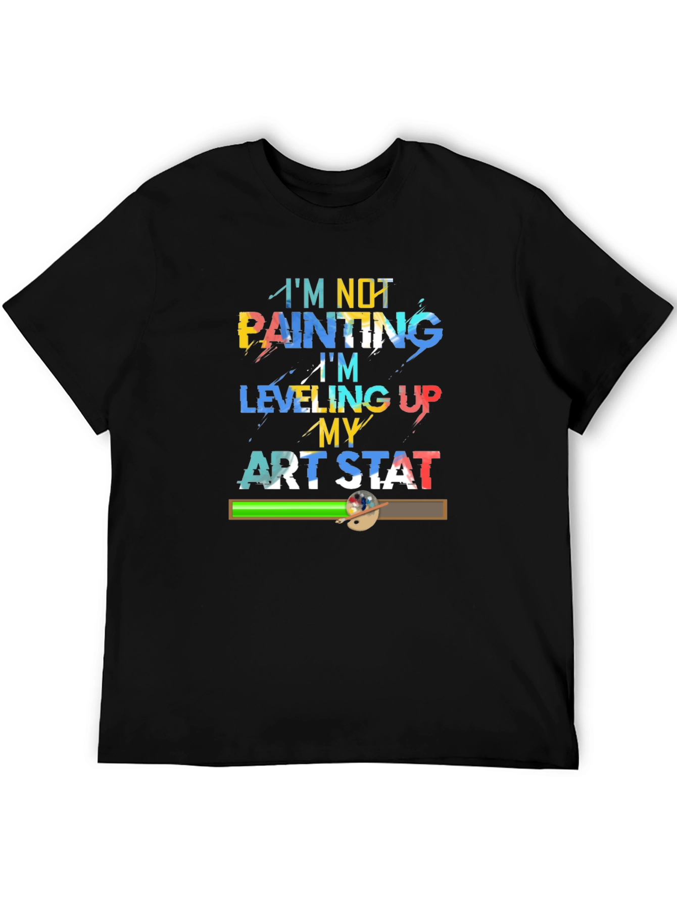 Leveling Up Art Stat Black T-Shirt