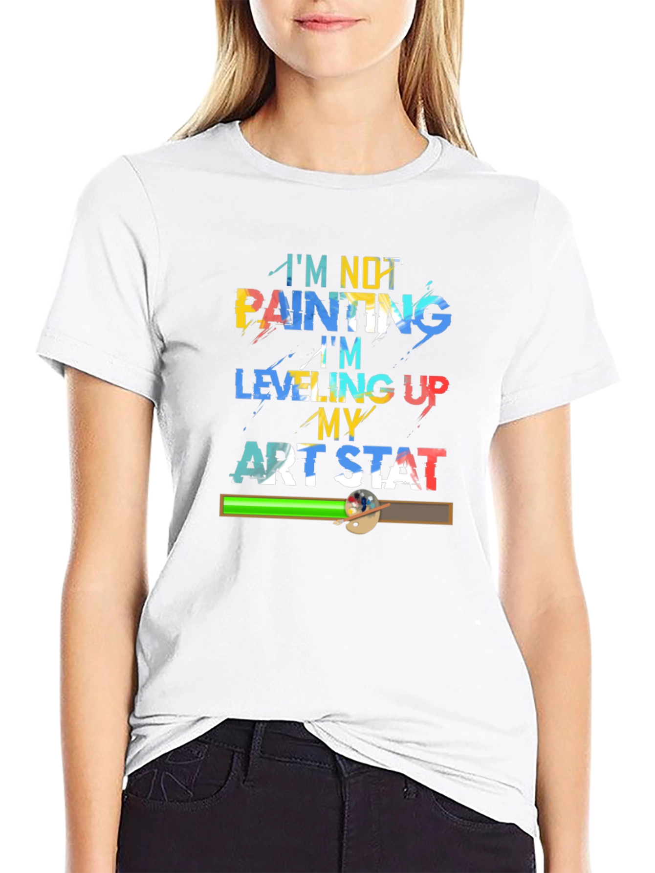 Leveling Up Art Stat Black T-Shirt