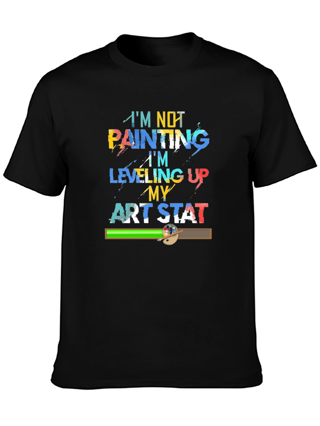 Leveling Up Art Stat Black T-Shirt