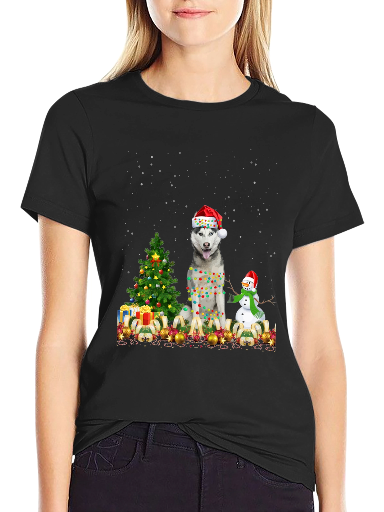 Husky Christmas Tree T-Shirt - Holiday Dog Tee