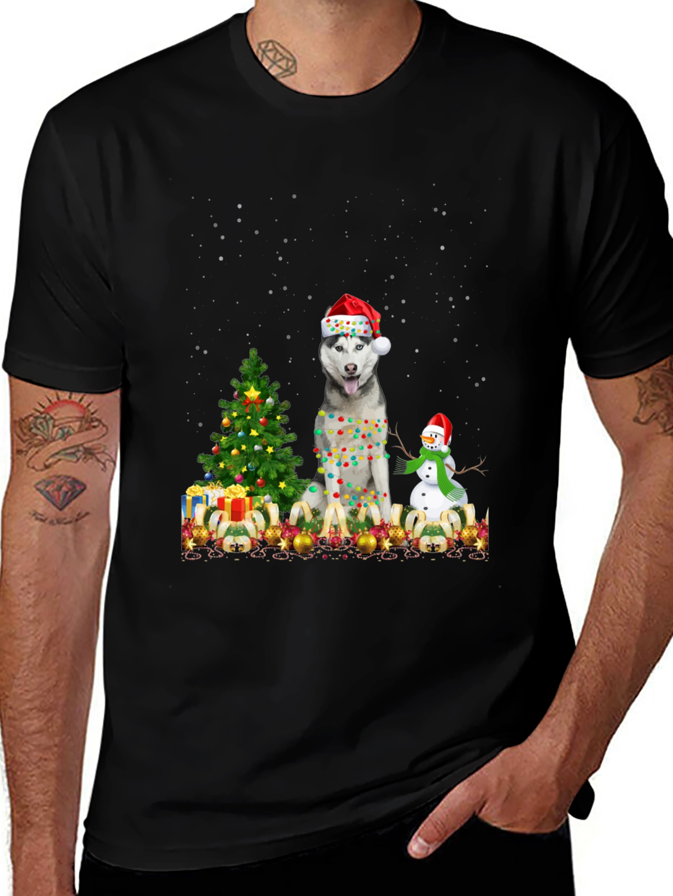 Husky Christmas Tree T-Shirt - Holiday Dog Tee