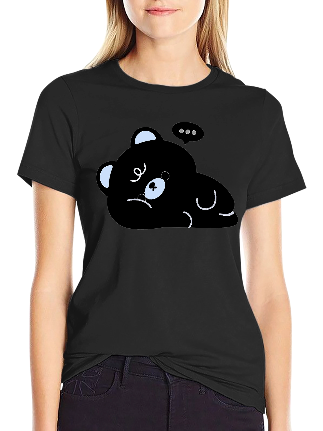 Lazy Bear Graphic Tee - Black Cotton T-Shirt
