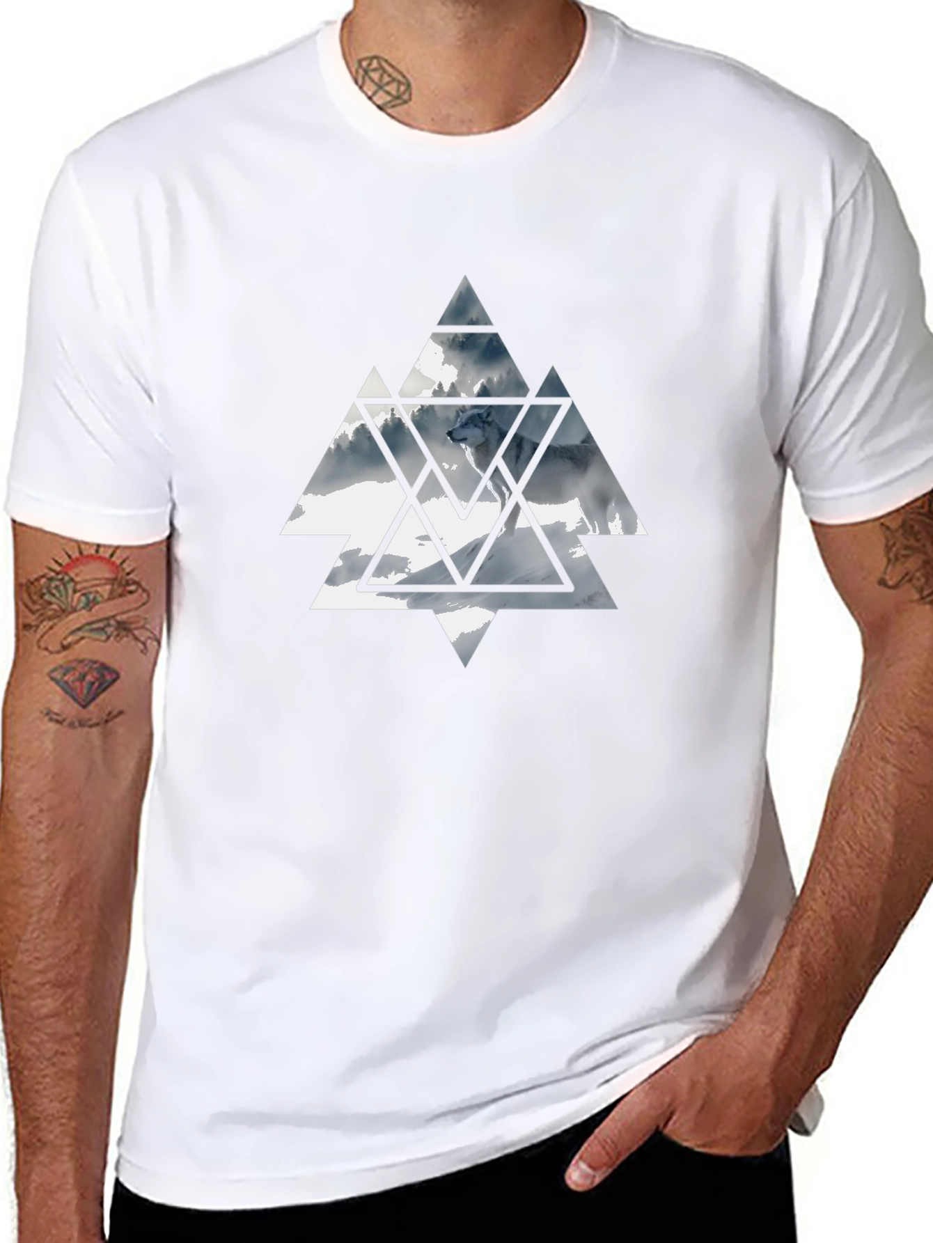 Geometric Wolf Graphic Tee
